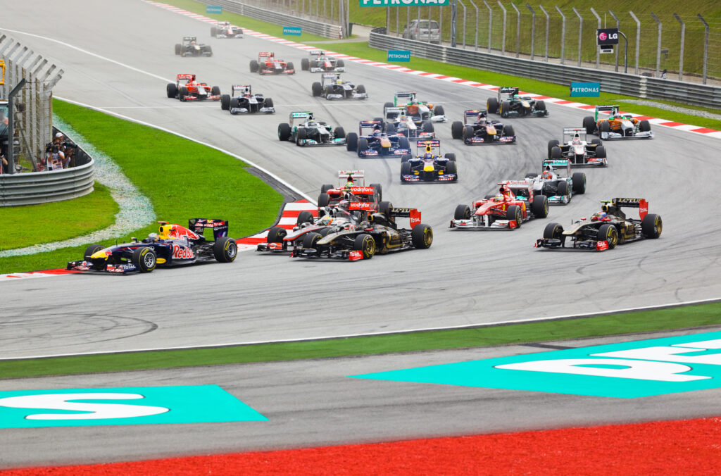 Formula 1 race on the racetrack.